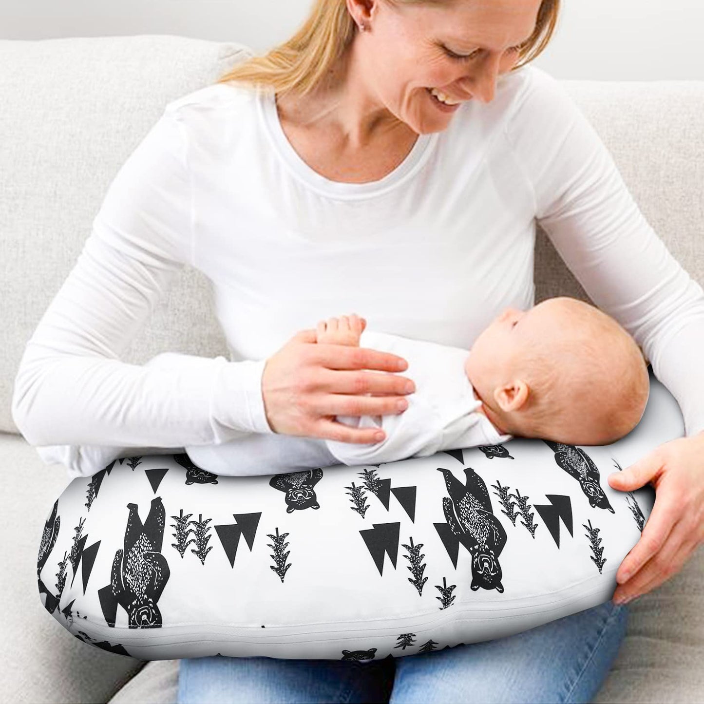 Vextronic Nursing Pillow Cover 2 Pack Nursing Pillow Slipcovers for Breastfeeding Moms, Ultra-Soft Fit Standard Infant Nursing Pillows & Positioners for Baby Boy Girl
