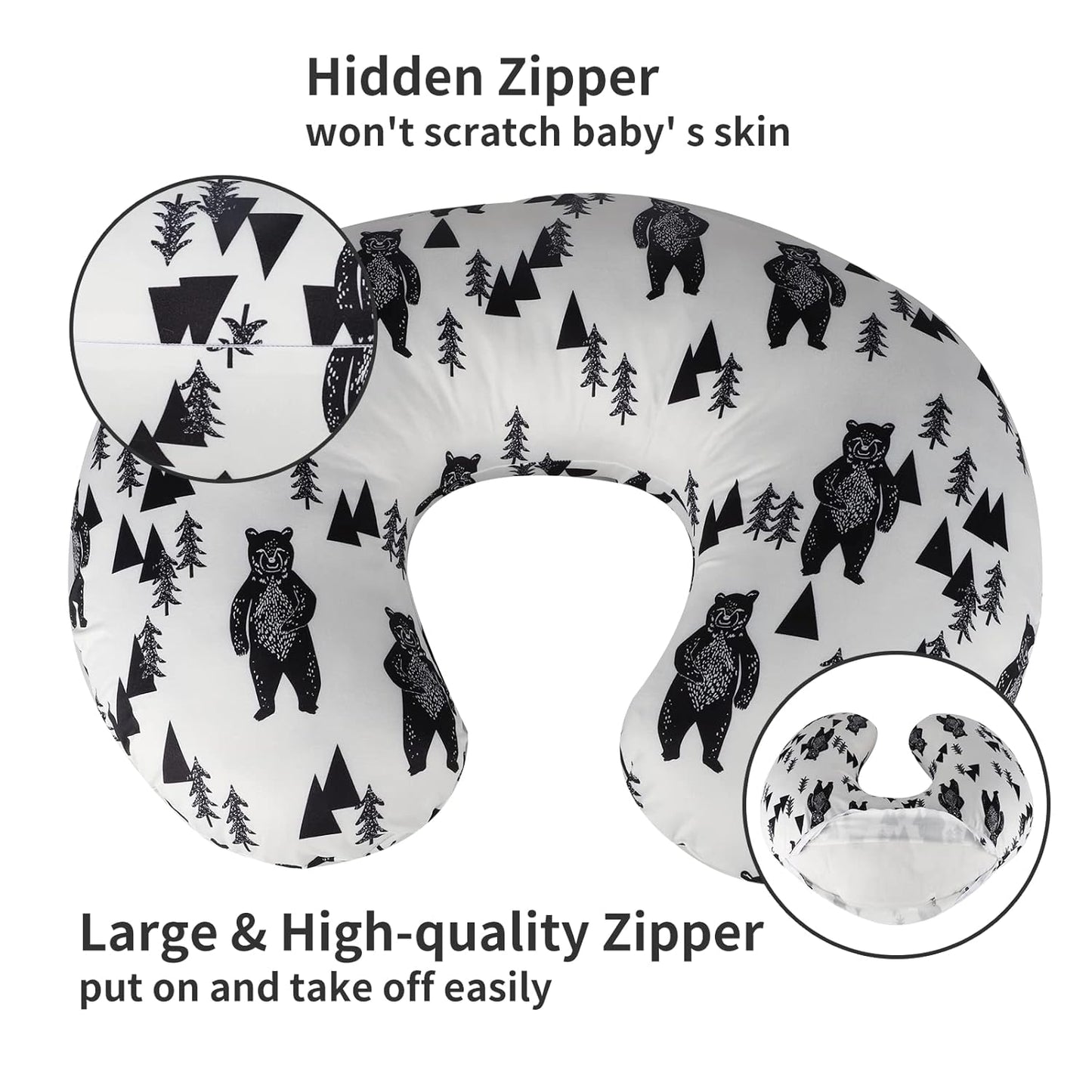 Vextronic Nursing Pillow Cover 2 Pack Nursing Pillow Slipcovers for Breastfeeding Moms, Ultra-Soft Fit Standard Infant Nursing Pillows & Positioners for Baby Boy Girl