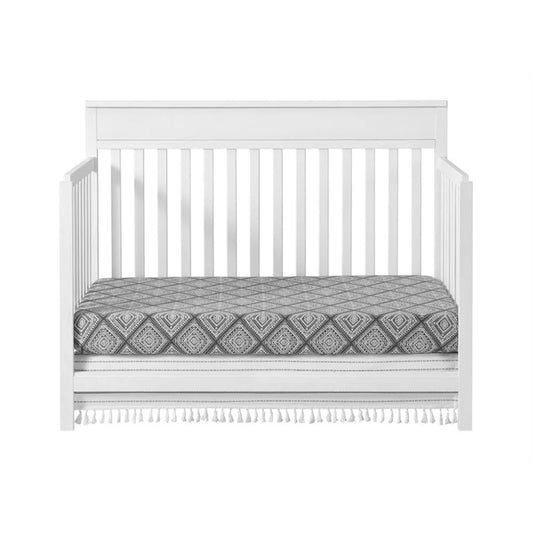 Castle Hill 4-In-1 Convertible Crib, Barn White, GREENGUARD Gold Certified, Wooden Crib