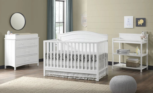 North Bay 4-In-1 Convertible Crib, Snow White, GREENGUARD Gold Certified, Wooden Crib