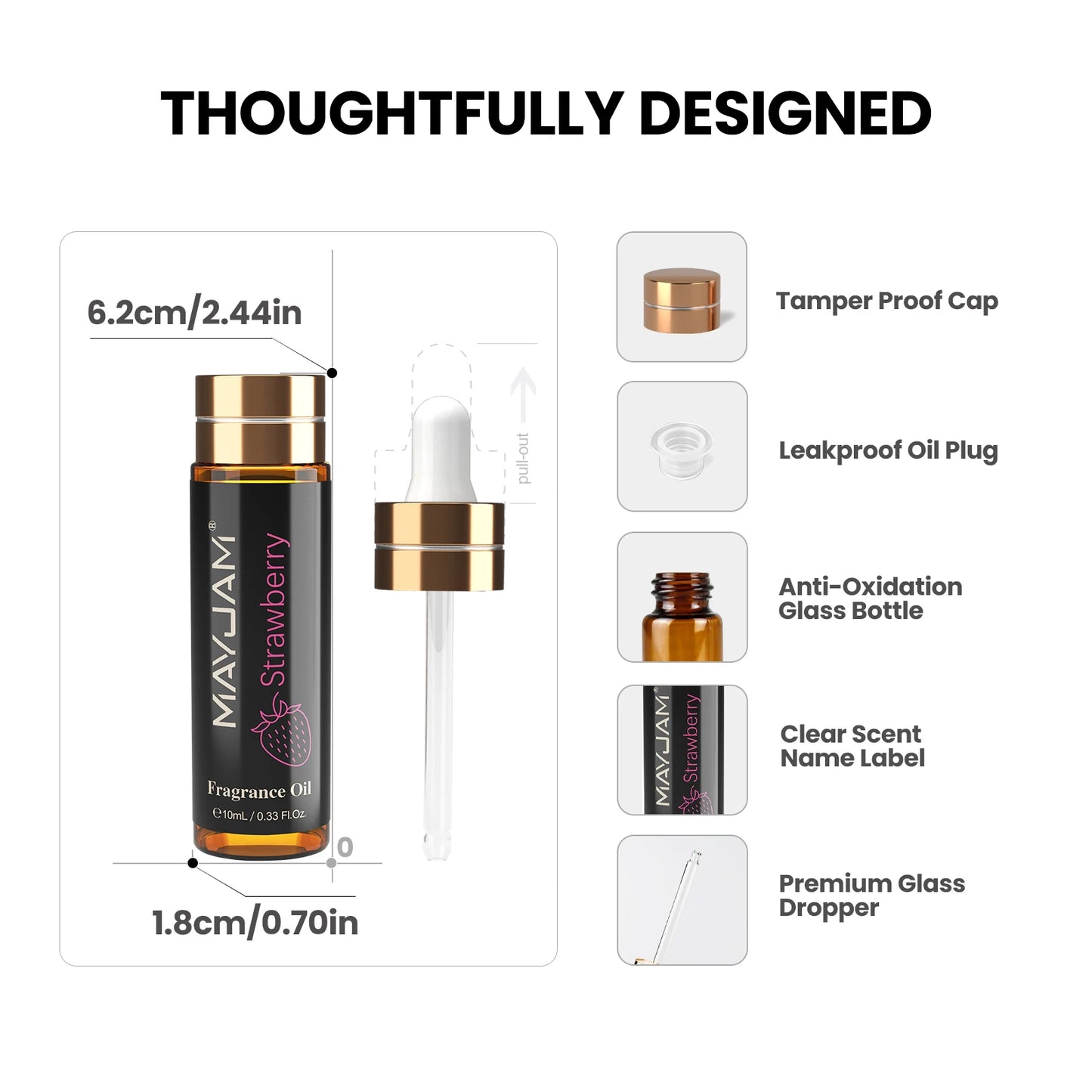 10ML Fragrance Oil with Dropper Strawberry Coconut Cherry Orange Blossom Aroma Oil for Women and Men'S - One Unit
