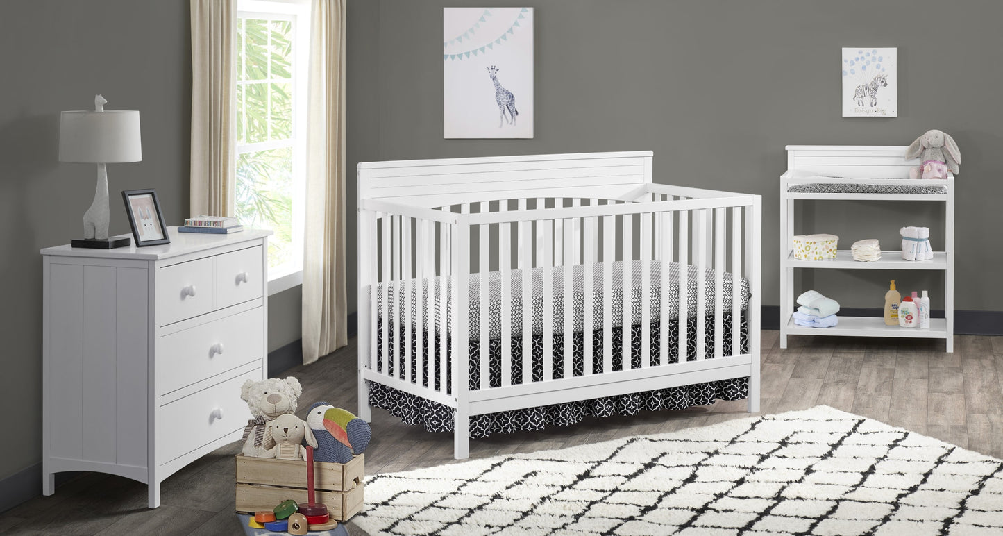 Harper 4-In-1 Convertible Crib, Snow White, GREENGUARD Gold Certified, Wooden Crib