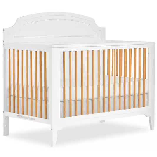JPMA & Greenguard Gold Certified Natural White Milton 5 in 1 Convertible Crib Made with Sustainable New Zealand Pinewood