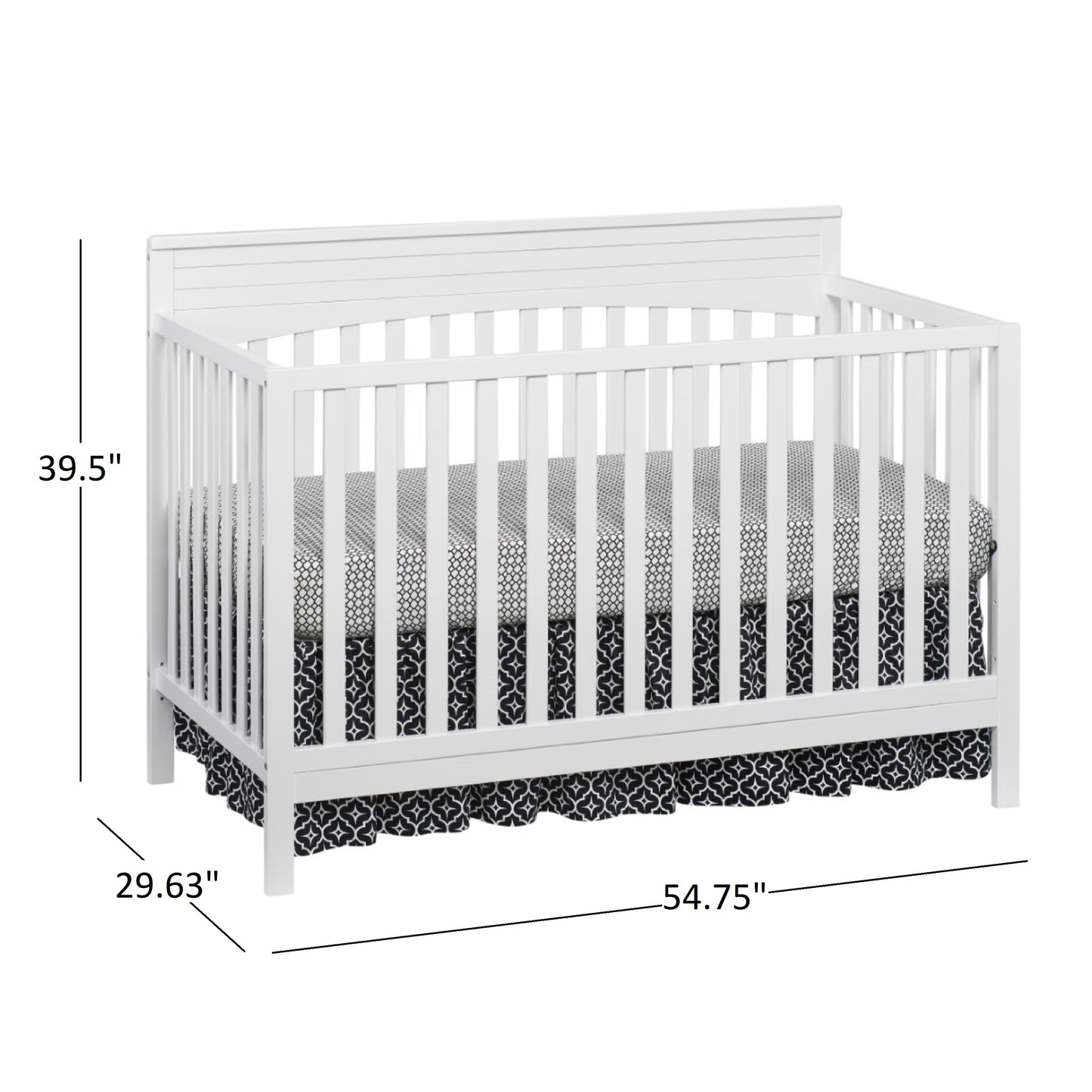 Harper 4-In-1 Convertible Crib, Snow White, GREENGUARD Gold Certified, Wooden Crib