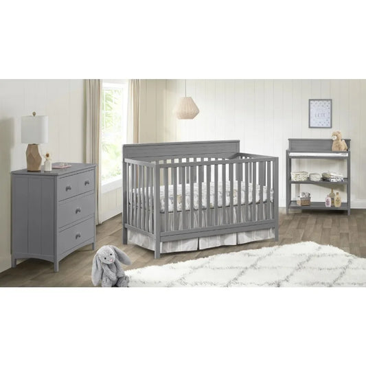4-In-1 Convertible Crib, Dove Gray, GREENGUARD Gold Certified, Wooden Crib