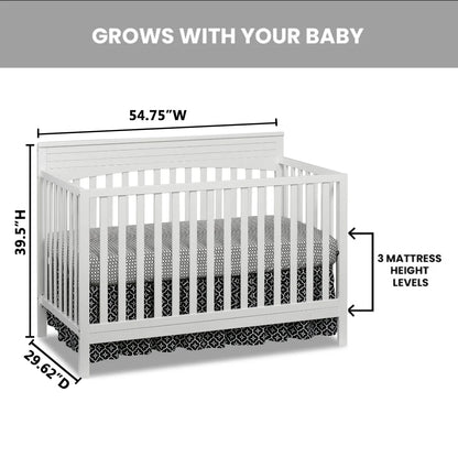 Harper 4-In-1 Convertible Crib, Snow White, GREENGUARD Gold Certified, Wooden Crib