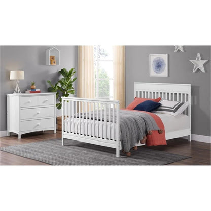 Castle Hill 4-In-1 Convertible Crib, Barn White, GREENGUARD Gold Certified, Wooden Crib