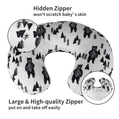 Vextronic Nursing Pillow Cover 2 Pack Nursing Pillow Slipcovers for Breastfeeding Moms, Ultra-Soft Fit Standard Infant Nursing Pillows & Positioners for Baby Boy Girl