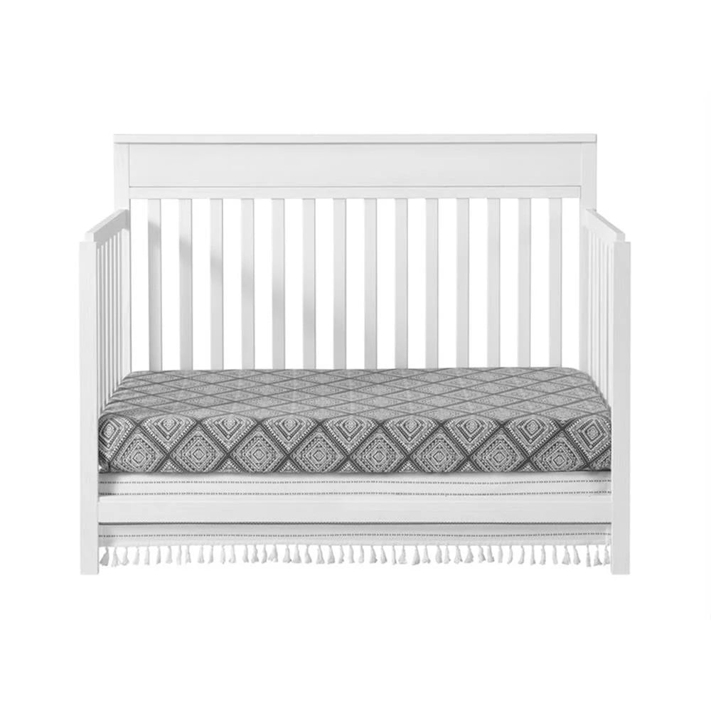 Castle Hill 4-In-1 Convertible Crib, Barn White, GREENGUARD Gold Certified, Wooden Crib