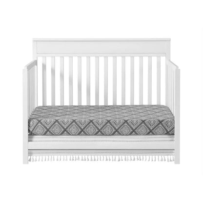 Castle Hill 4-In-1 Convertible Crib, Barn White, GREENGUARD Gold Certified, Wooden Crib
