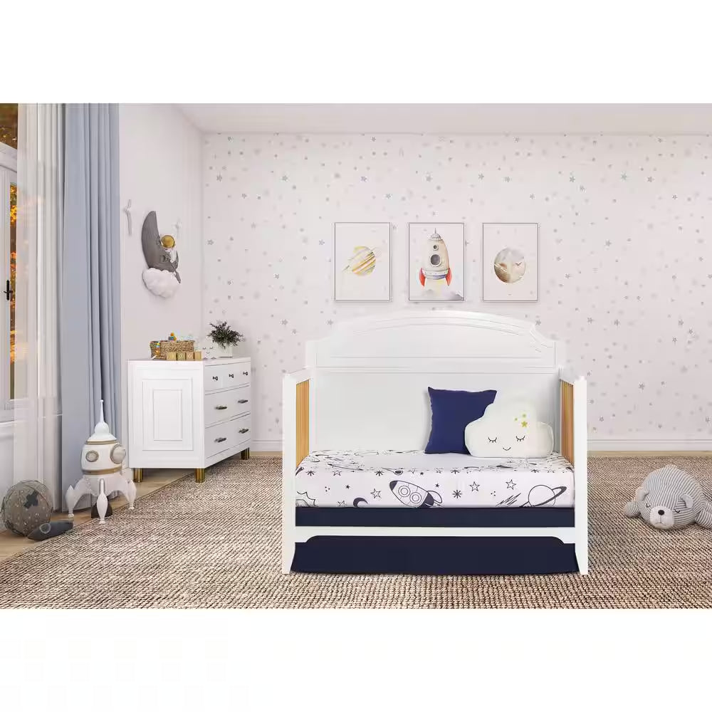 JPMA & Greenguard Gold Certified Natural White Milton 5 in 1 Convertible Crib Made with Sustainable New Zealand Pinewood