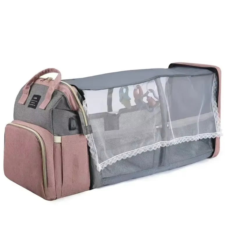 Mommy Bag Lightweight Portable Folding Crib Bed Large-Capacity Travel Maternity Bags Baby Backpack Female Mommy Outting Bag Gift