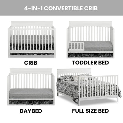 Harper 4-In-1 Convertible Crib, Snow White, GREENGUARD Gold Certified, Wooden Crib