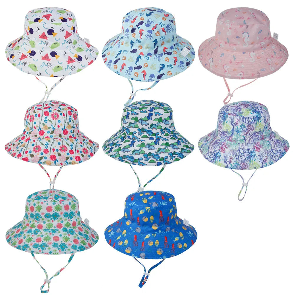 Summer Baby Sun Cap Baby Sun Hat for Girls and Boys Outdoor Neck Ear Cover anti UV Kids Beach Caps Bucket Cap 0-8 Years