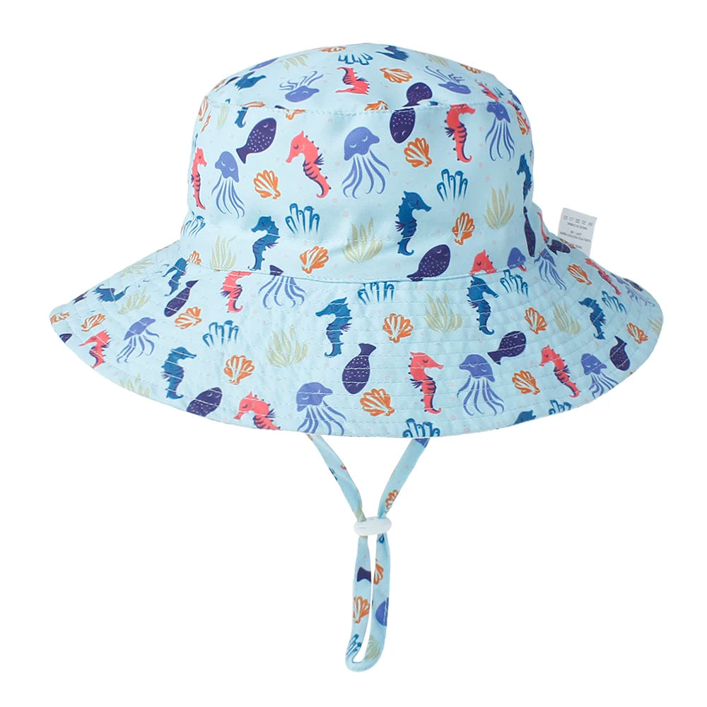 Summer Baby Sun Cap Baby Sun Hat for Girls and Boys Outdoor Neck Ear Cover anti UV Kids Beach Caps Bucket Cap 0-8 Years