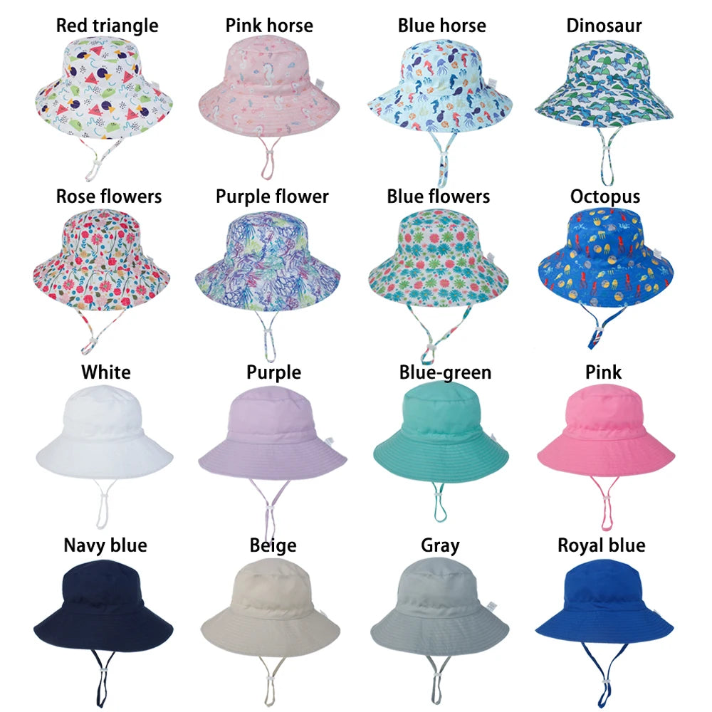 Summer Baby Sun Cap Baby Sun Hat for Girls and Boys Outdoor Neck Ear Cover anti UV Kids Beach Caps Bucket Cap 0-8 Years