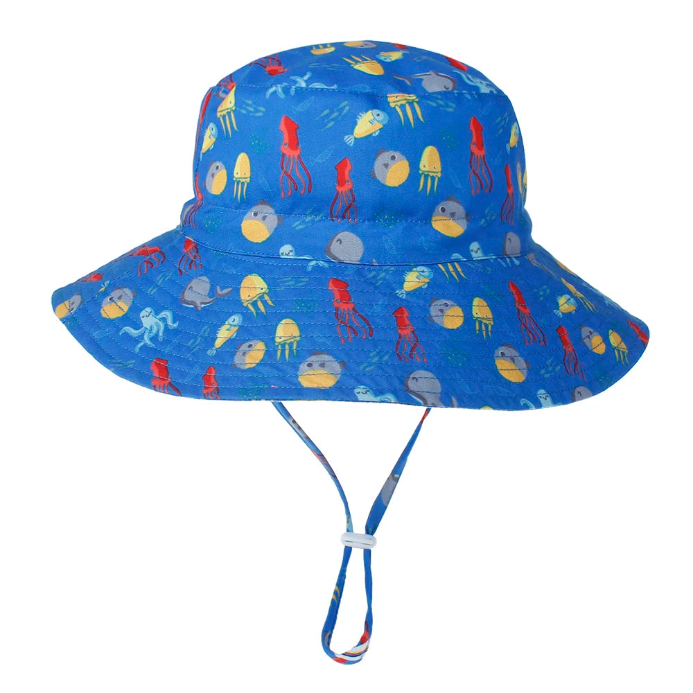 Summer Baby Sun Cap Baby Sun Hat for Girls and Boys Outdoor Neck Ear Cover anti UV Kids Beach Caps Bucket Cap 0-8 Years