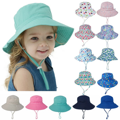 Summer Baby Sun Cap Baby Sun Hat for Girls and Boys Outdoor Neck Ear Cover anti UV Kids Beach Caps Bucket Cap 0-8 Years
