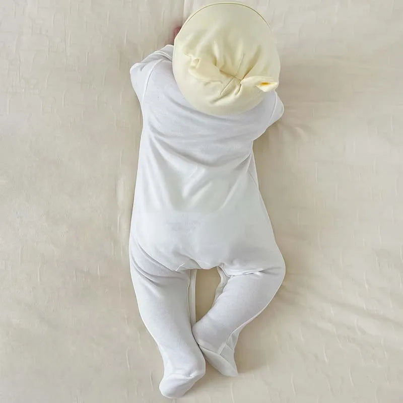 Baby Set Newborn Baby Boy Girl Clothing 100% Cotton Long Sleeved Solid Color Rompers Hat Bib Suit 0-3 Months Infant Products