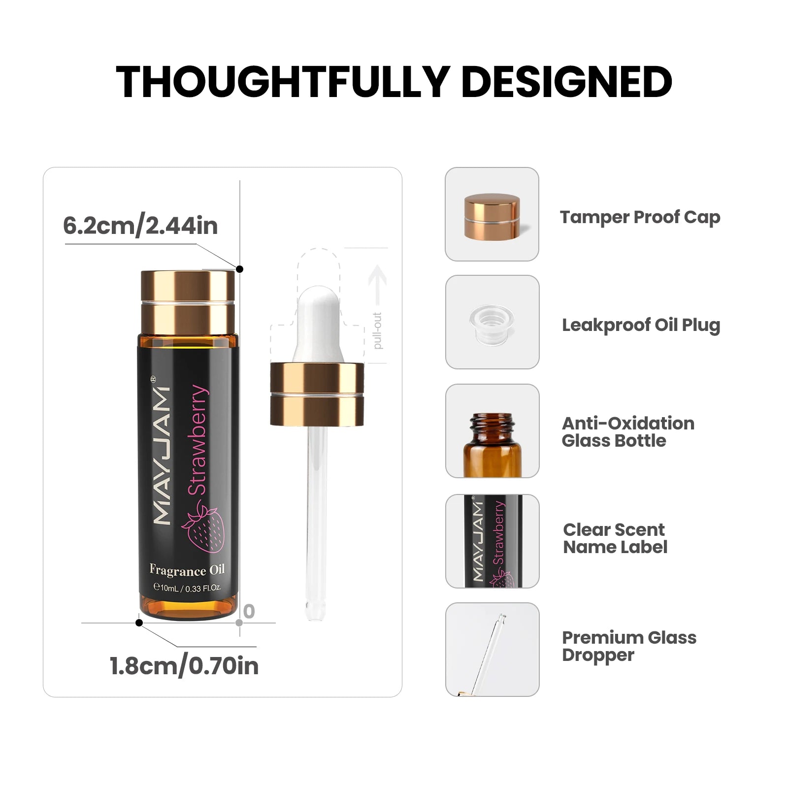 10ML Fragrance Oil with Dropper Strawberry Coconut Cherry Orange Blossom Aroma Oil for Women and Men'S - One Unit