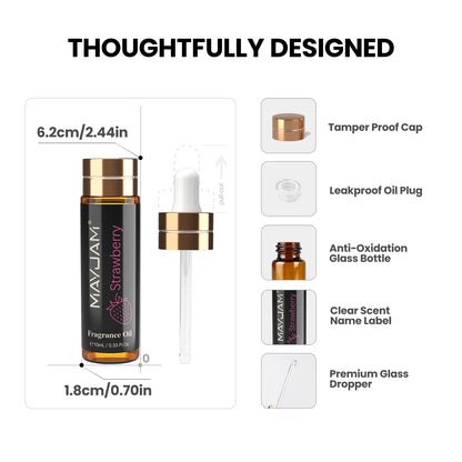 10ML Fragrance Oil with Dropper Strawberry Coconut Cherry Orange Blossom Aroma Oil for Women and Men'S - One Unit