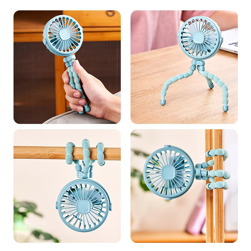 Fan for Cart Stroller Fans Portable Outdoor Fan Clip on for Baby 600Mah USB Rechargeable Handheld Electric Fan for Home 3 Speeds
