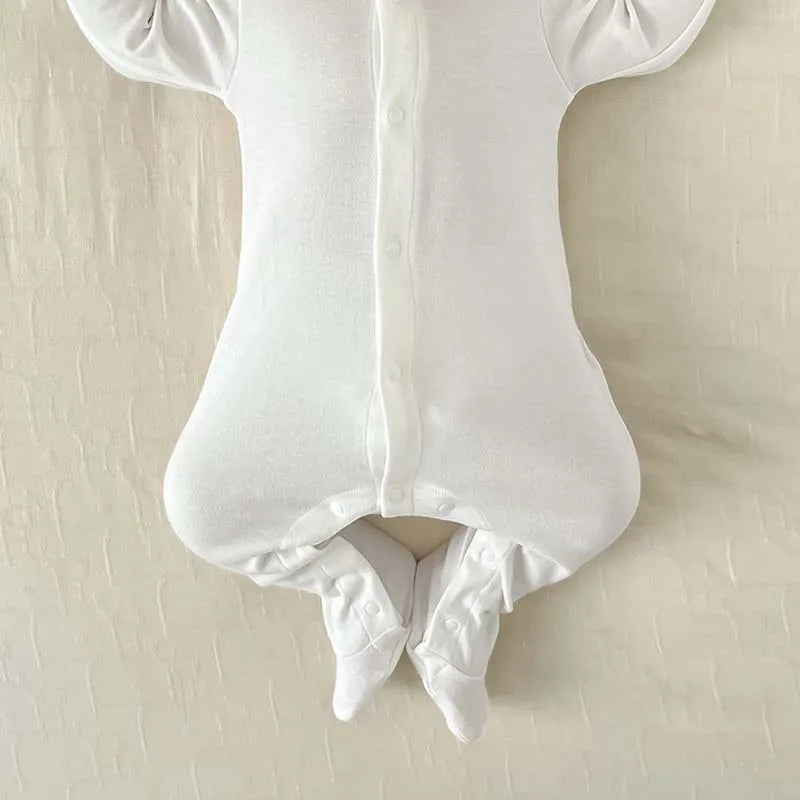 Baby Set Newborn Baby Boy Girl Clothing 100% Cotton Long Sleeved Solid Color Rompers Hat Bib Suit 0-3 Months Infant Products