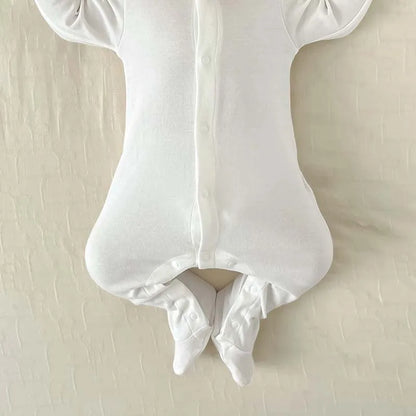 Baby Set Newborn Baby Boy Girl Clothing 100% Cotton Long Sleeved Solid Color Rompers Hat Bib Suit 0-3 Months Infant Products