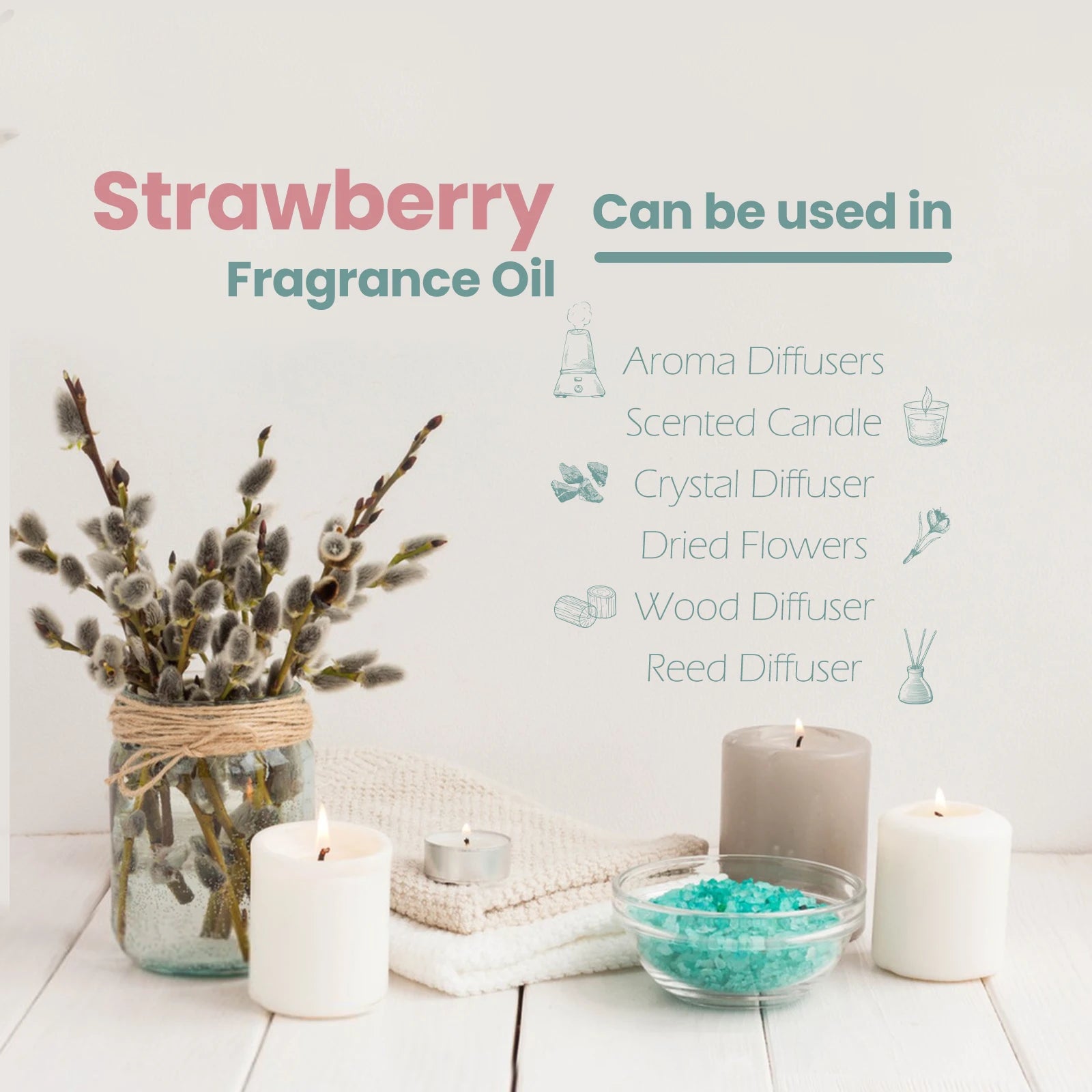 10ML Fragrance Oil with Dropper Strawberry Coconut Cherry Orange Blossom Aroma Oil for Women and Men'S - One Unit