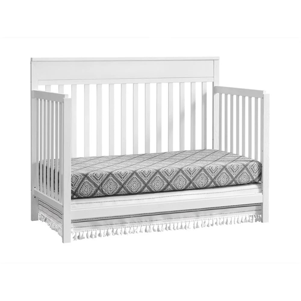 Castle Hill 4-In-1 Convertible Crib, Barn White, GREENGUARD Gold Certified, Wooden Crib