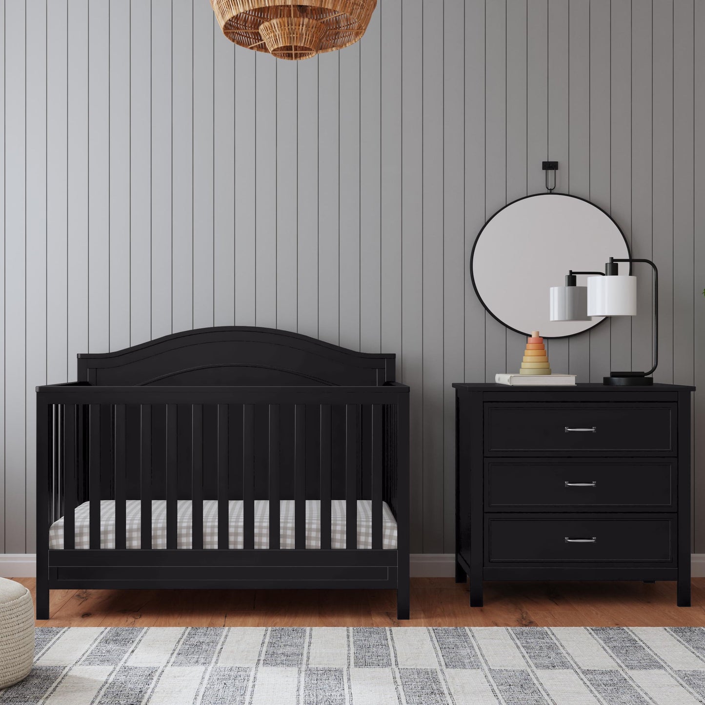 Charlie 4-In-1 Convertible Crib, Greenguard Gold Certified, Ebony