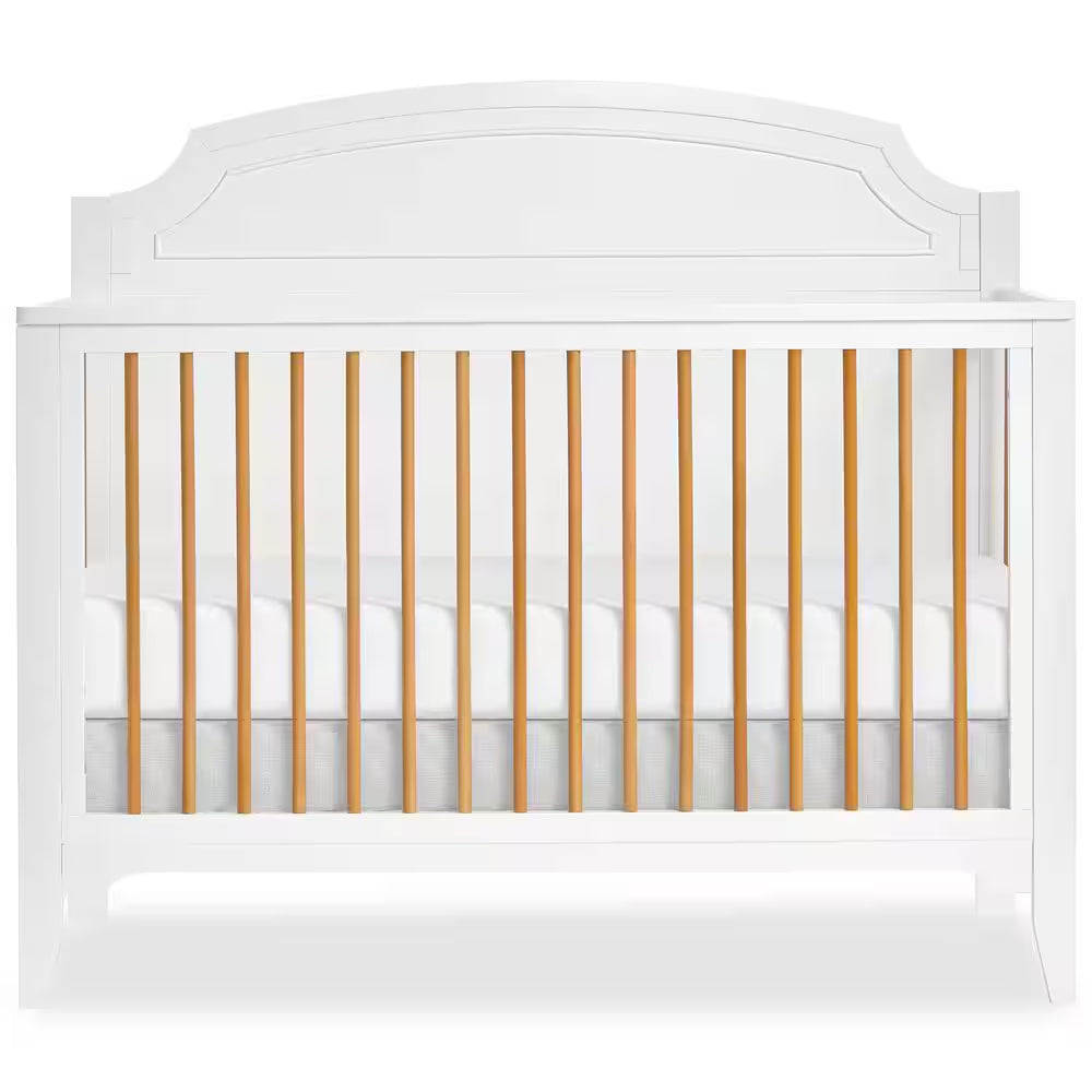 JPMA & Greenguard Gold Certified Natural White Milton 5 in 1 Convertible Crib Made with Sustainable New Zealand Pinewood